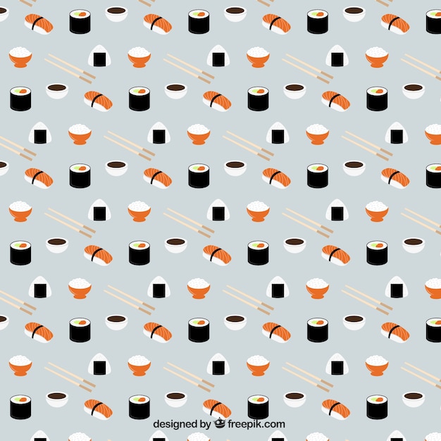 Vector cute hand drawn sushi pattern