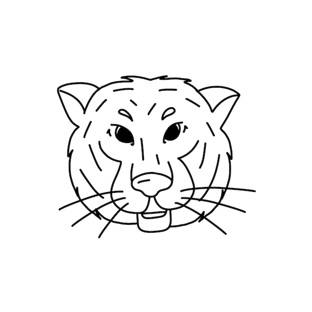 Cute hand drawn tiger isolated on white vector illustration. adorable animal print.