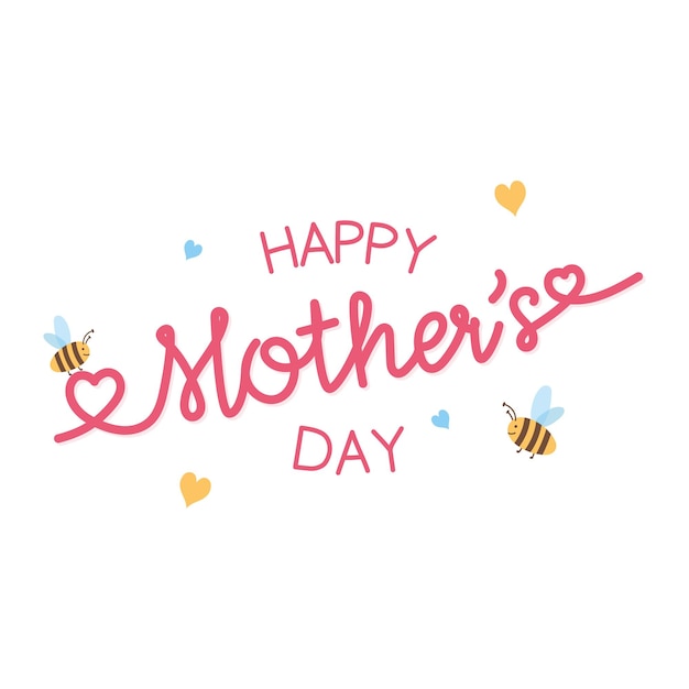 Cute hand drawn vector greeting card for Mother's Day celebration Happy Mother's Day lettering