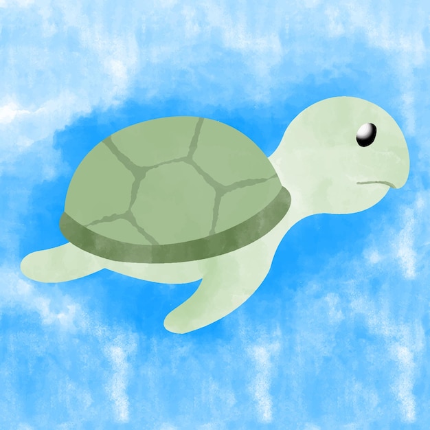 Vector cute hand drawn watercolor turtle