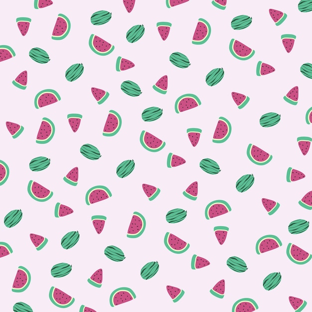 Vector cute hand drawn watermelon pattern