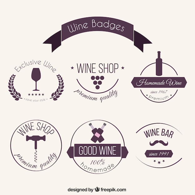 Cute hand drawn wine badges