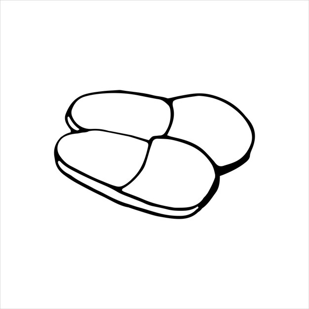 Cute hand drawn winter warm Slippers. Doodle vector illustration for greeting cards, posters, stickers and seasonal design.  Isolated on white background