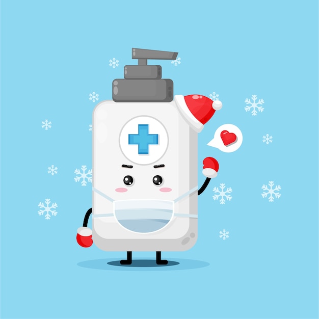 Cute hand sanitizer mascot using medical mask