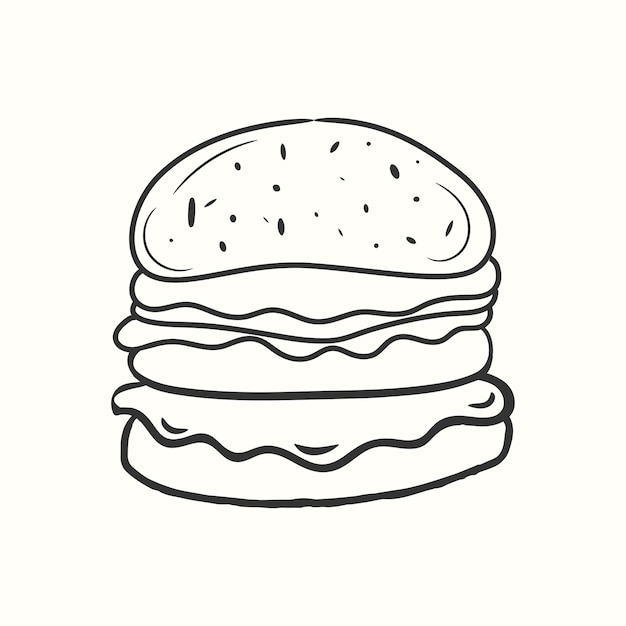 Cute handdrawn burger in doodle style Burgers illustration