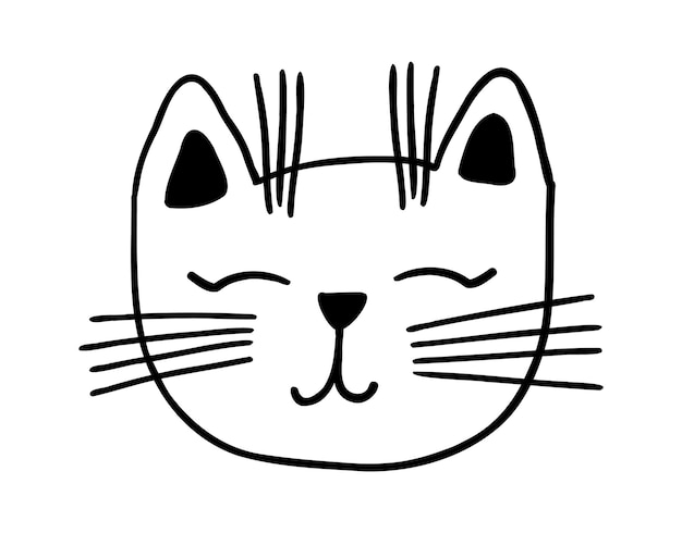 Vettore illustrazione del fumetto di vettore del gattino di doodle divertente del gatto disegnato a mano sveglio