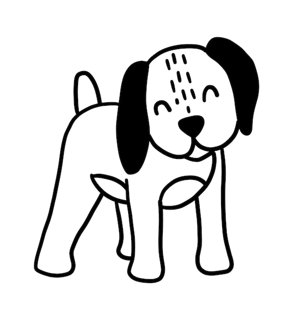 cute handdrawn dog funny doodle puppy vector cute cartoon illustration