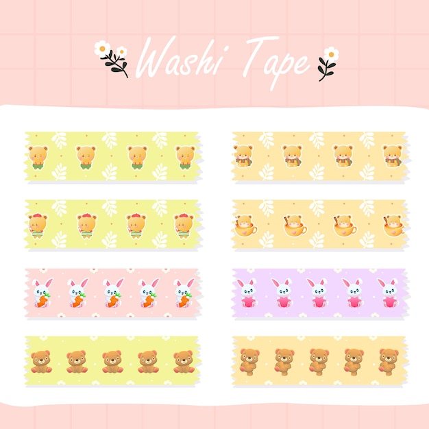 Cute handdrawn washi tape set