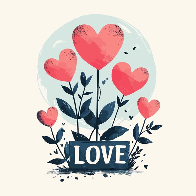 cute handrawn boheme red heart love illustration