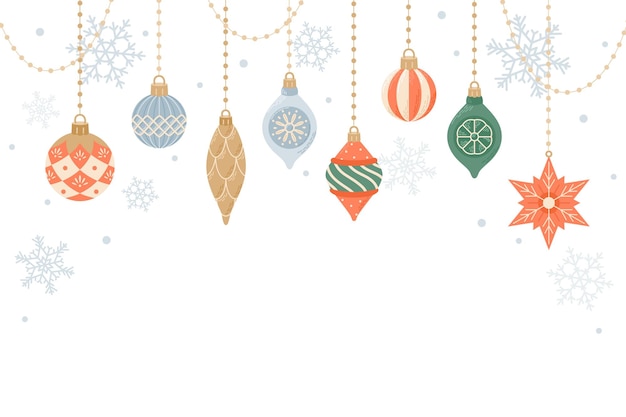 Cute hanging decorations christmas template for card and banner