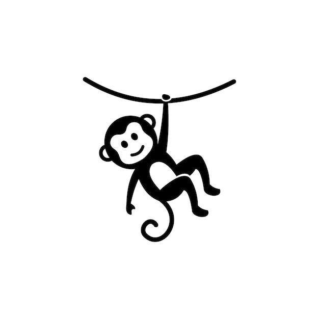 cute hanging monkey logo illustration