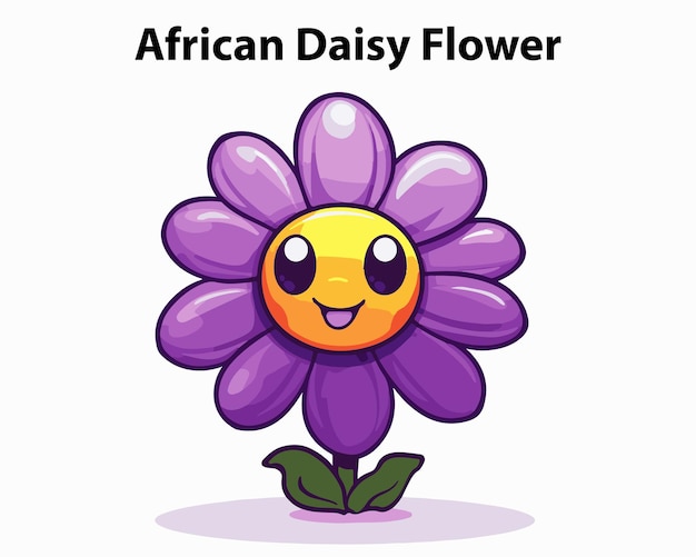 Cute and happy African Daisy Flower Mascot vector illustration