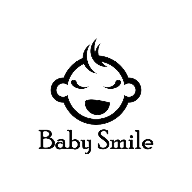 Cute Happy Baby Face Smile Logo Template