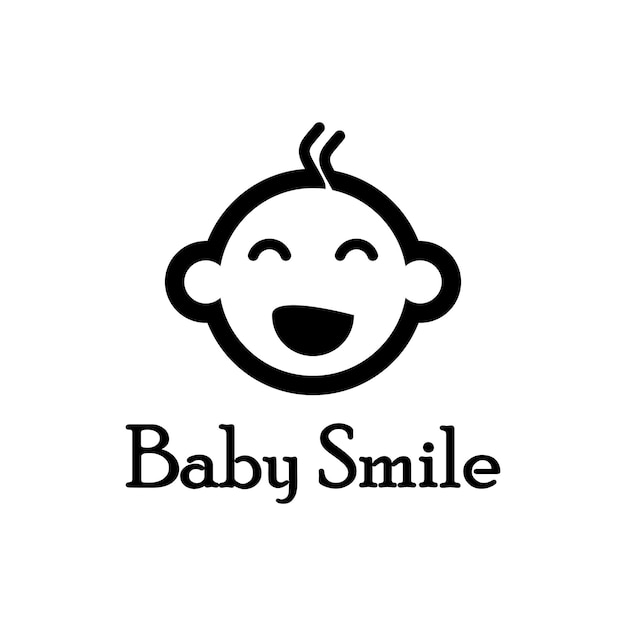 Simpatico modello di logo per il sorriso del viso del bambino felice