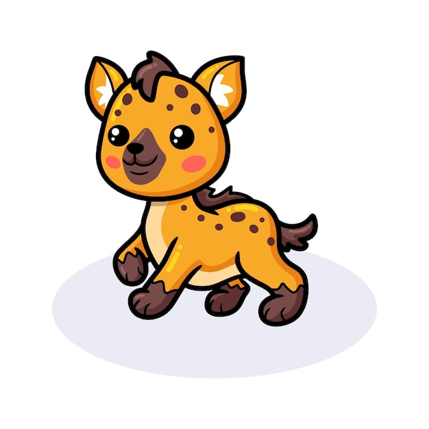 Cute happy baby hyena cartoon