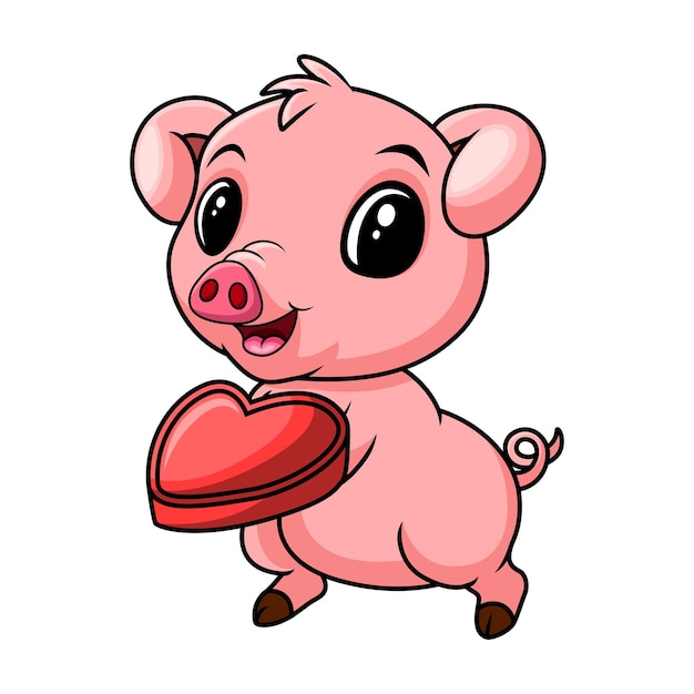 Vector cute happy baby pig cartoon