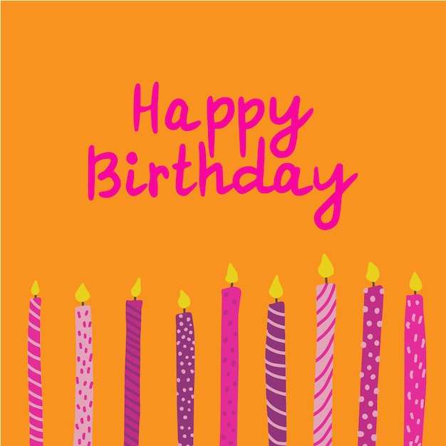 Vector cute happy birthday card with candles