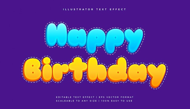 Cute Happy Birthday Text Style Font Effect