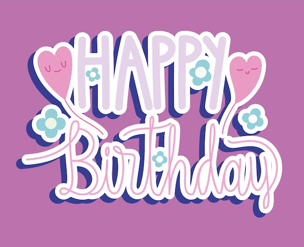 Vector cute happy birthday text