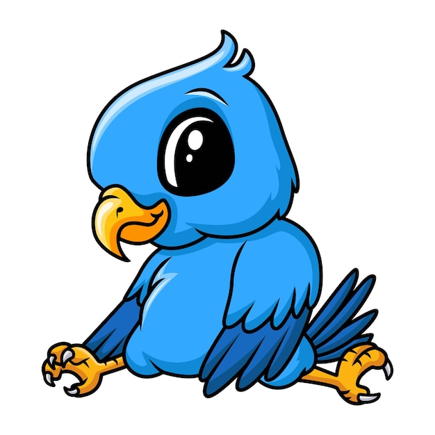 Cute happy blue parrot cartoon