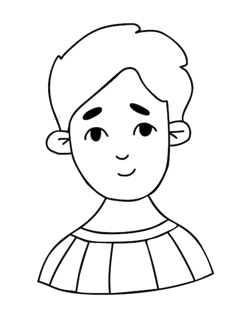 Cute happy boy Doodle portrait of smiling curly child   Avatar male baby face