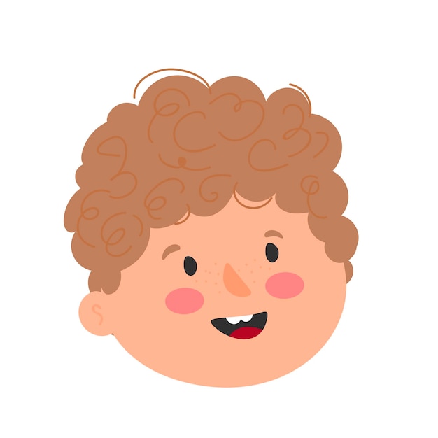 Cute happy boy face Vector illustration