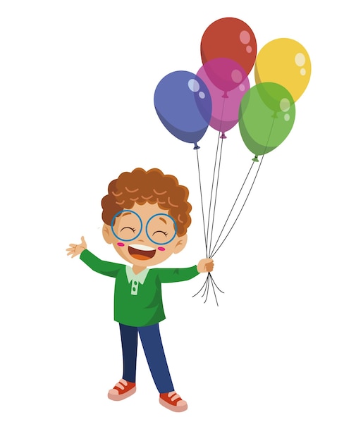 Милый счастливый мальчик держит воздушный шар