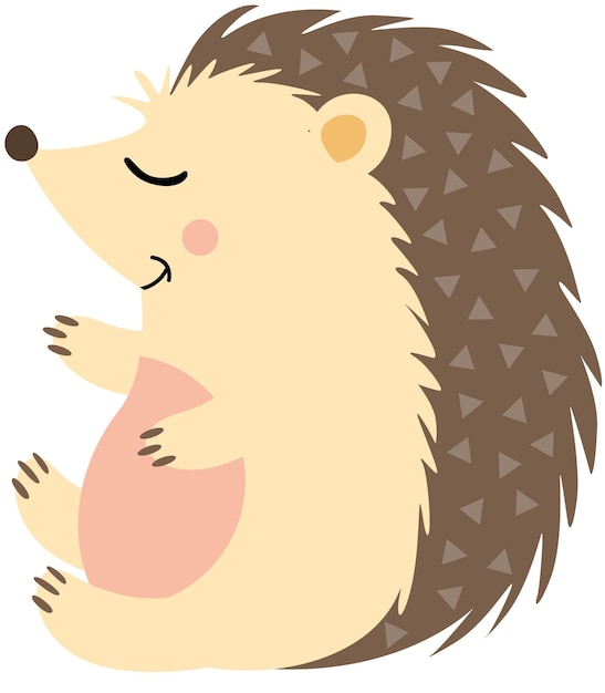 Cute happy brown hedgehog isolated