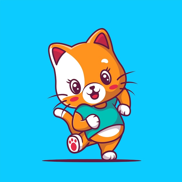 Cute happy cat cartoon illustration