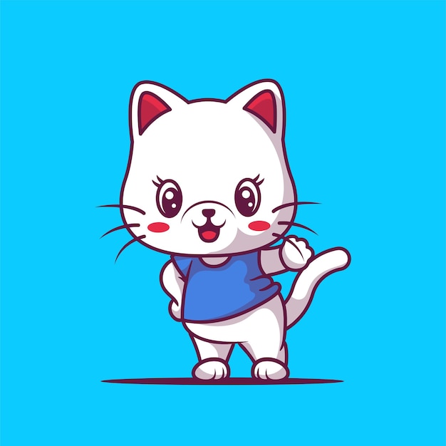 Illustrazione di cartone animato carino gatto felice