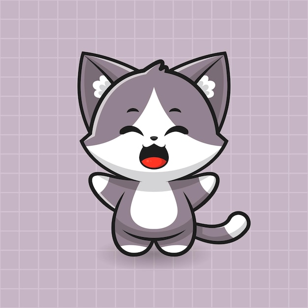 Vector cute happy cat cartoon vector pictogram illustratie dier natuur pictogram concept cute happy fox logo