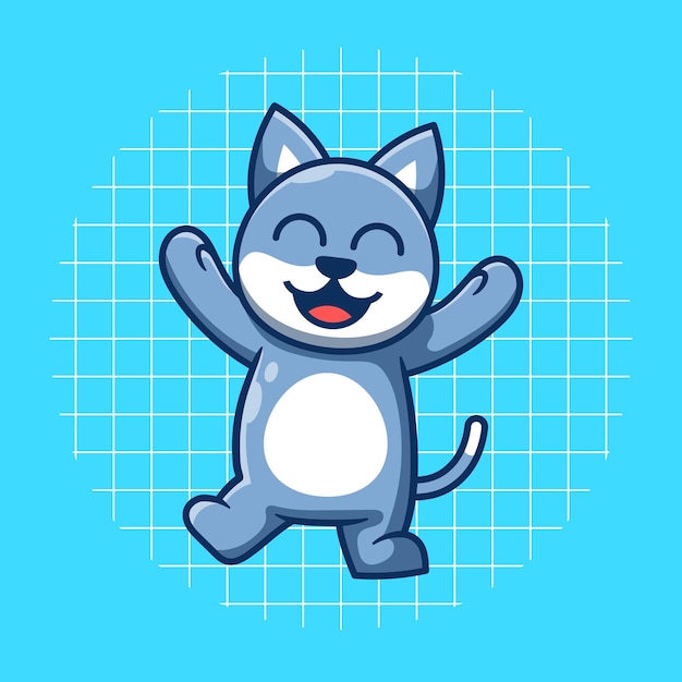 Cute happy cat mascot vector illustration