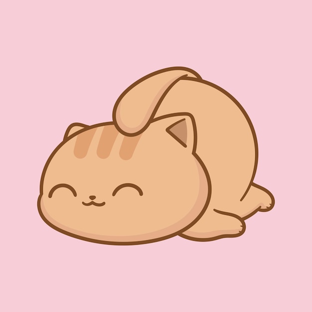 Vector cute happy cat sleep pose cartoon