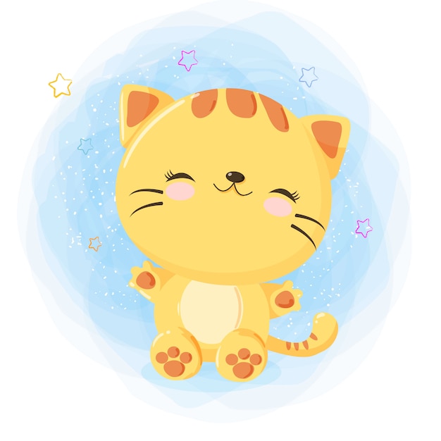 Vector cute happy cat