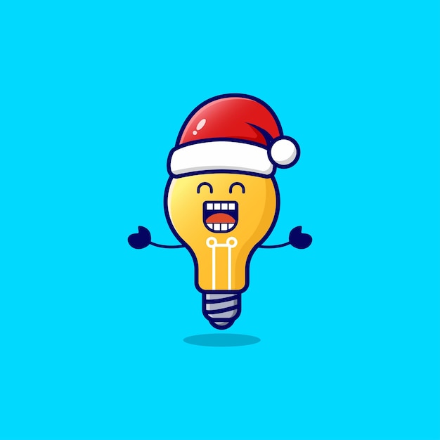 Cute of happy Christmas lamp Isolated on blue background