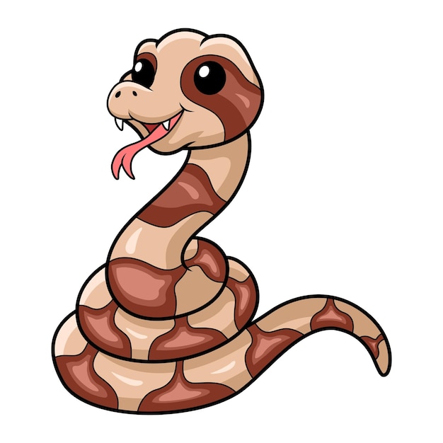Cute happy copperhead snake cartoon