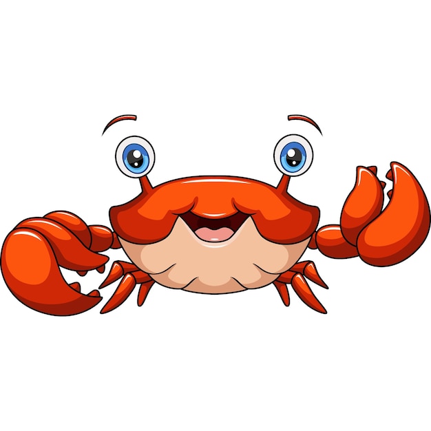 Cute happy crab on white background