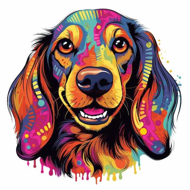 Vector cute happy dachshund isolated on white background in vector pop art style template for tshirt sticker etc