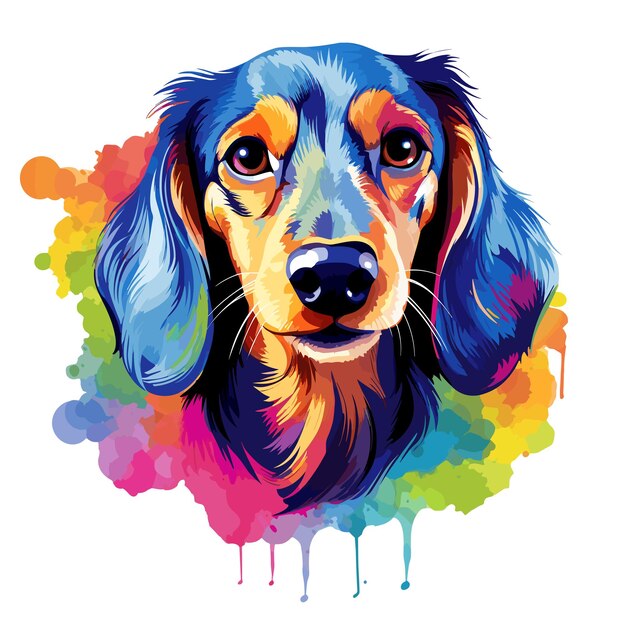 Cute happy dachshund isolated on white background in vector pop art style Template for tshirt sticker etc