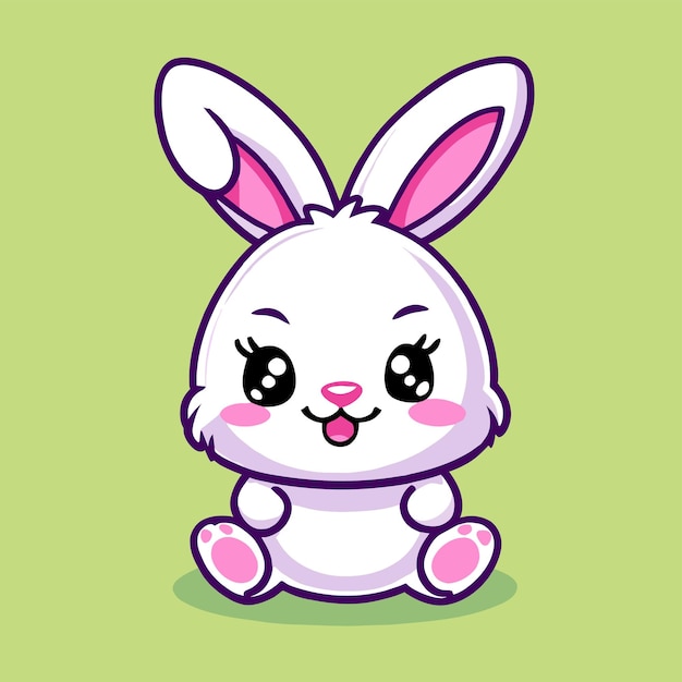 Милый счастливый пасхальный кролик кролик вручную нарисованный плоский стильный мультфильм наклейка икона концепция изолирована