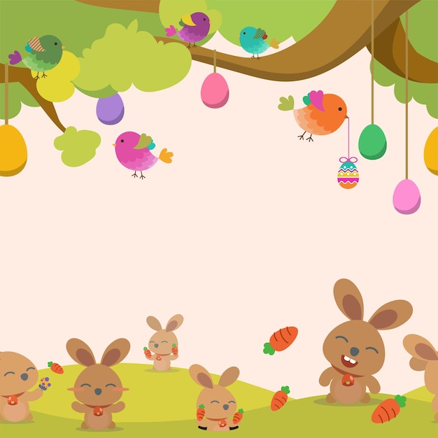 Cute Happy Easter decoration with blank space.