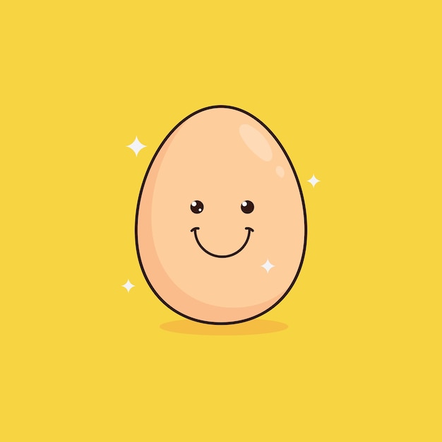 Cute happy egg vector cartoon character illustration simple flat deaign style