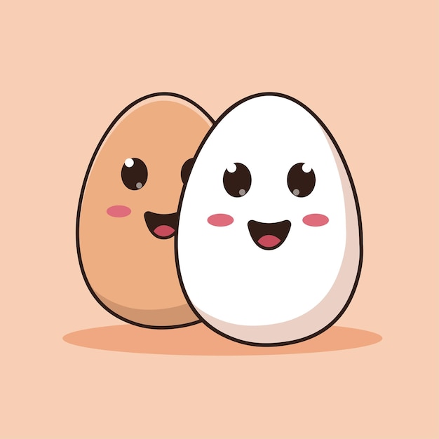 Cute happy eggs cartoony illustration