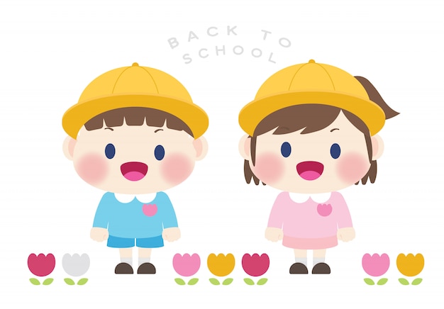 cute happy  elementary student back to school vector