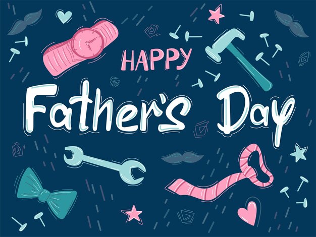 Premium Vector | Cute happy father's day greeting card composition