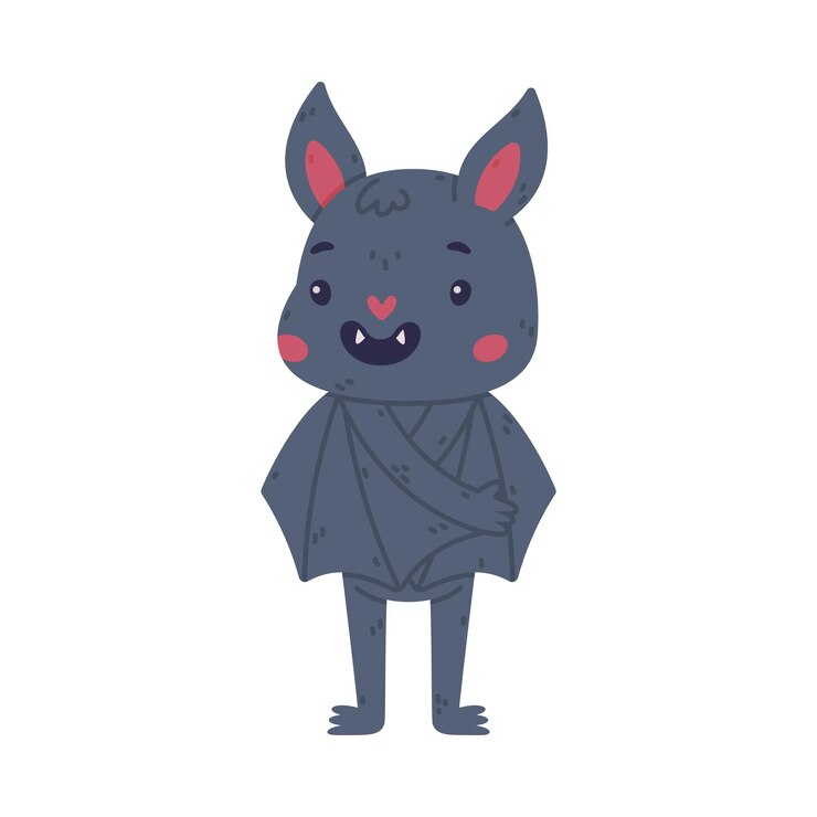 Vector cute happy friendly bat standing halloween symbol funny mascot character cartoon vector illustration