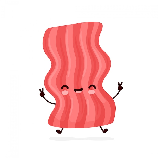 Cute happy funny bacon. vector cartoon character illustration design.isolated