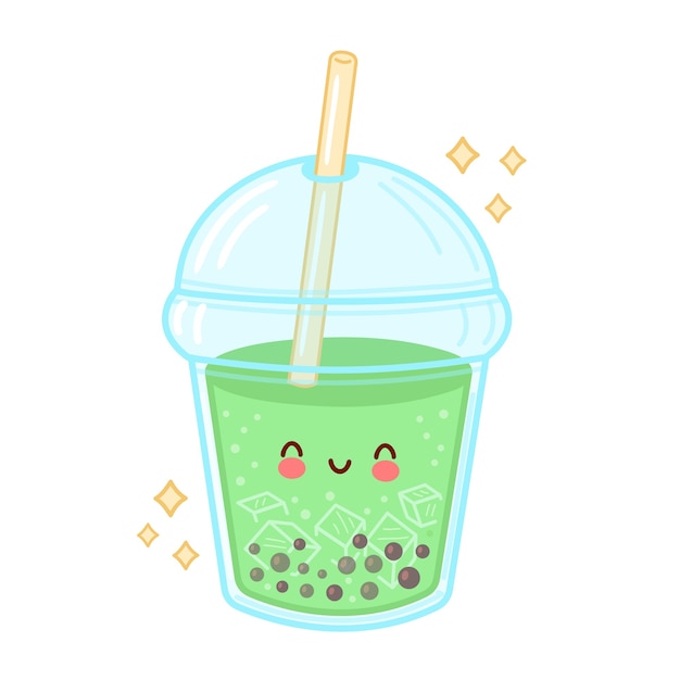 Premium Vector  Cute happy funny bubble tea cup