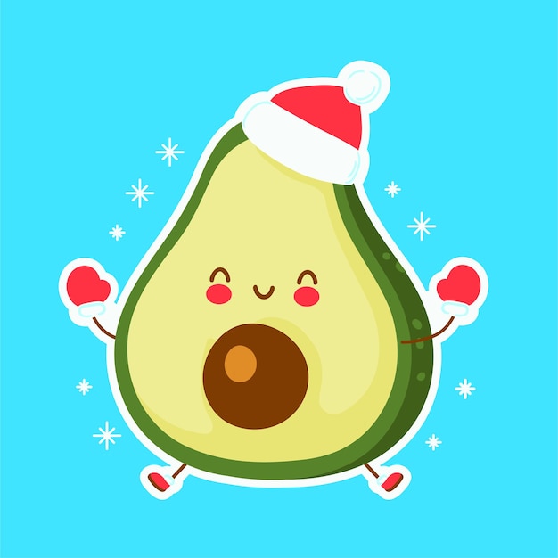 Cute happy funny christmas avocado