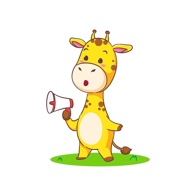 Simpatico personaggio cartoon giraffa felice su sfondo bianco illustrazione vettoriale adorabile animale